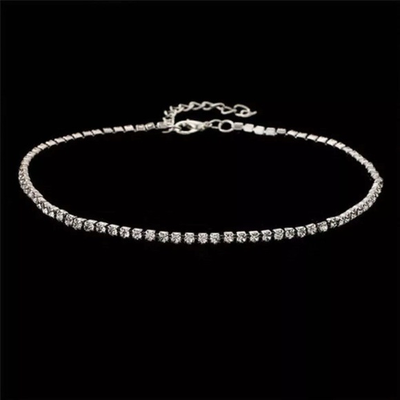 Rhinestone Choker Necklace Party Formal Casual Silver Gold - Picture 8 of 15